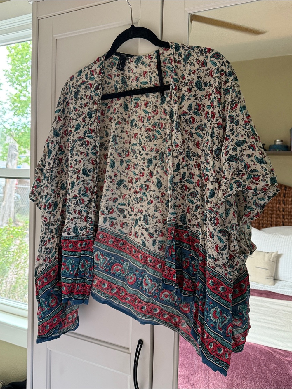 Forever 21 Cream Floral Paisley Swim Coverup